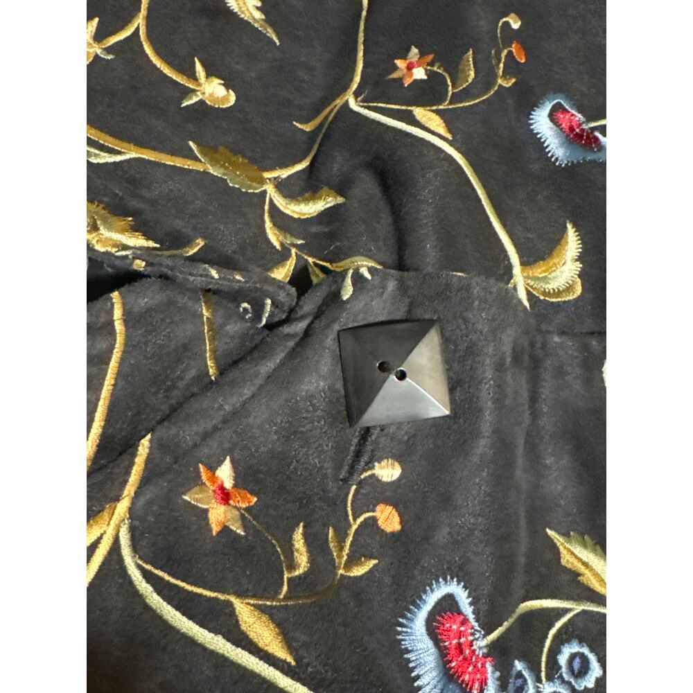 Painted Pony Jacket Black Embroidered Floral Button Front Artwear Womens Small - Picture 8 of 11